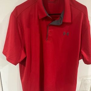 Mens Under Armor Short Sleeved Red Polo Shirt XL